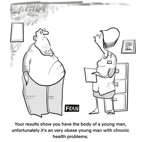 "Your results show you have the body of a young man, unfortunately it's an very obese young man with chronic health problems."