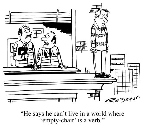 "He says he can't live in a world where 'empty-chair' is a verb."