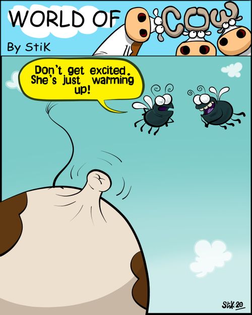 "Don't get excited. She's just  warming up!"