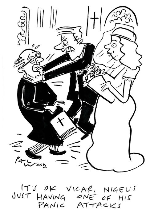 "It's OK vicar, Nigel's just having one of his panic attacks."