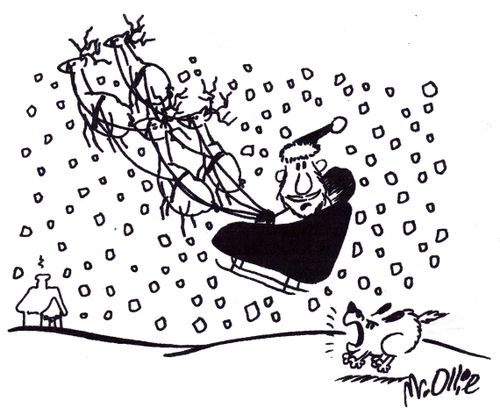 Dog Chasing Santa