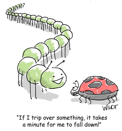 "If I trip over something, it takes a minute for me to fall down!"