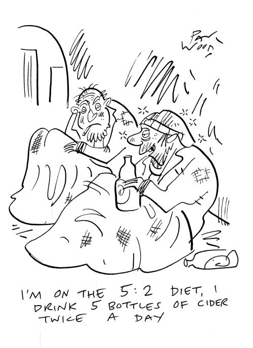 "I'm on the 5:2 diet, I drink 5 bottles of cider twice a day."