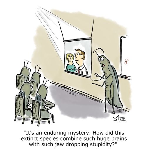 "It's an enduring mystery. How did this extinct species combine such huge brains with such jaw dropping stupidity?"
