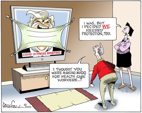 "I thought you were making masks for health care workers. . .?"