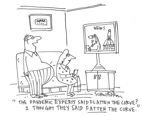 "The pandemic experts said flatten the curve? I thought they said flatten the curve."