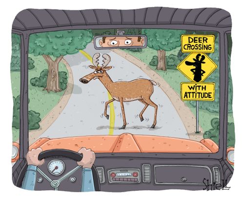 Deer Crossing with Attitude sign.
