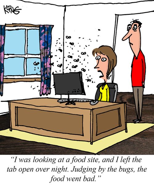 "I was looking at a food site, and I left the tab open overnight. Judging by the bugs, the food went bad."