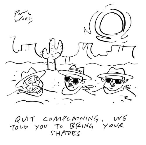 "Quit complaining, we told you to bring your shades."