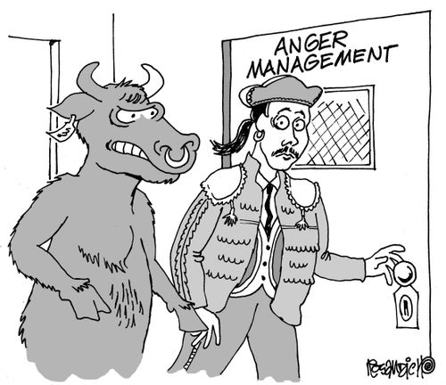 Bull and a Matador attend an anger management class.