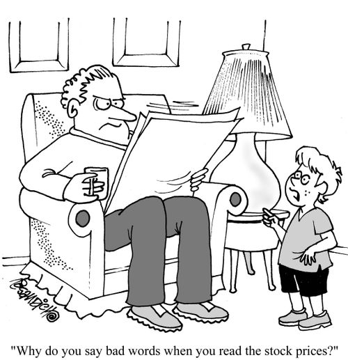 "Why do you say bad words when you read the stock prices?"