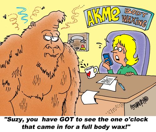 "Suzy, you have GOT to see the one o'clock that came in for a full body wax!"