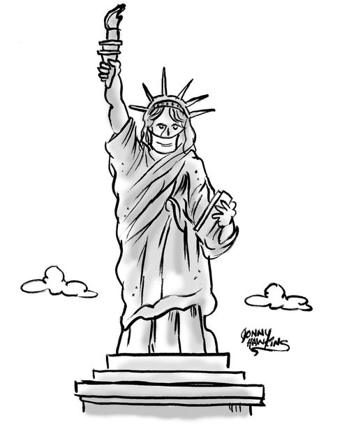 Statue of Liberty With Face Mask