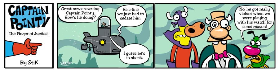 "Great news rescuing Captain Pointy. How's he doing?"