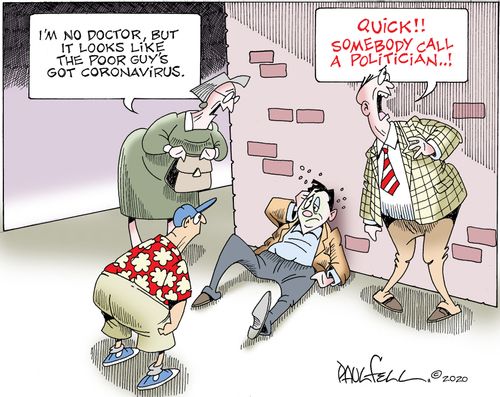 "I'm no doctor, but it looks like the poor guy's got coronavirus."