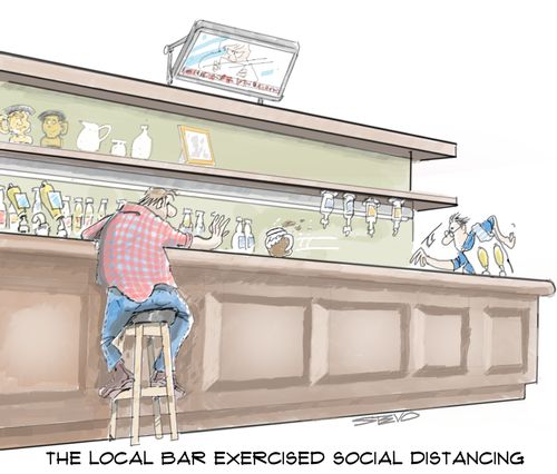 The local bar exercised social distancing