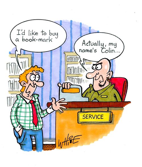 "I'd like to buy a book-mark."