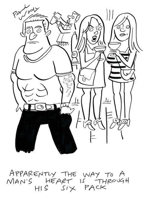 "Apparently the way to a man's heart is through his six pack."