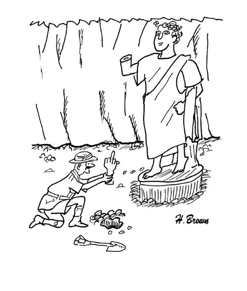 Archaeologist finds the missing part of the statue.