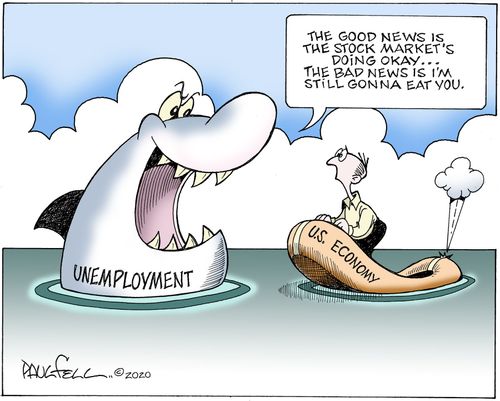 "The good news is, the stock market's doing okay. . . the bad news is I'm still gonna eat you."