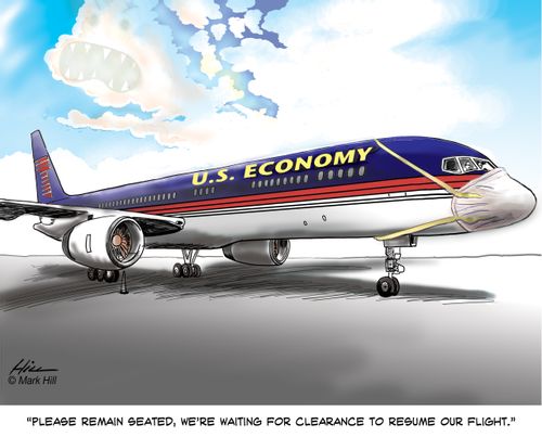 "Please remain seated, we're waiting for clearance to resume our flight."
