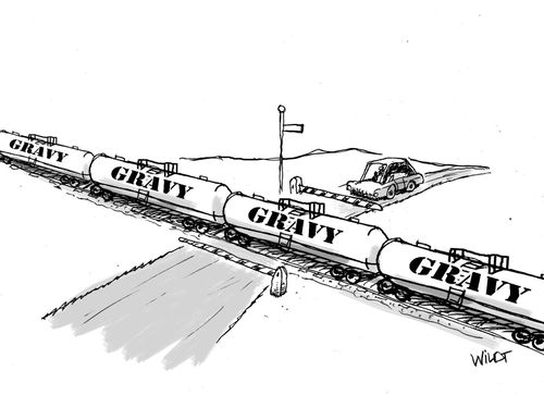 The GRAVY TRAIN rolls by.