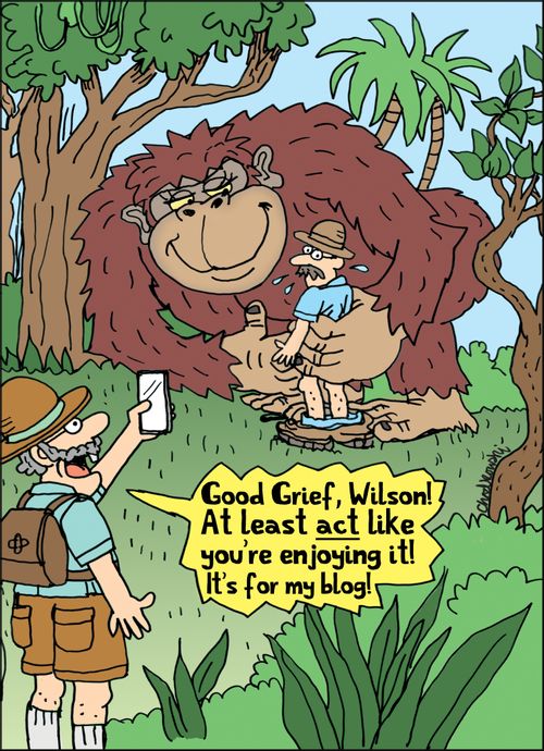 "Good grief, Wilson! At least act like you're enjoying it! It's for my blog!"