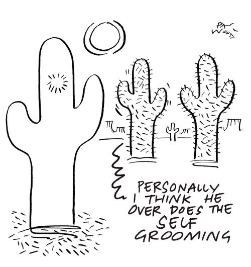"Personally I think he over does the self grooming."