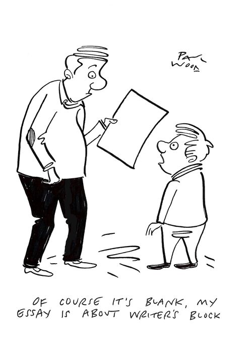"Of course it's blank, my essay is about writer's block."