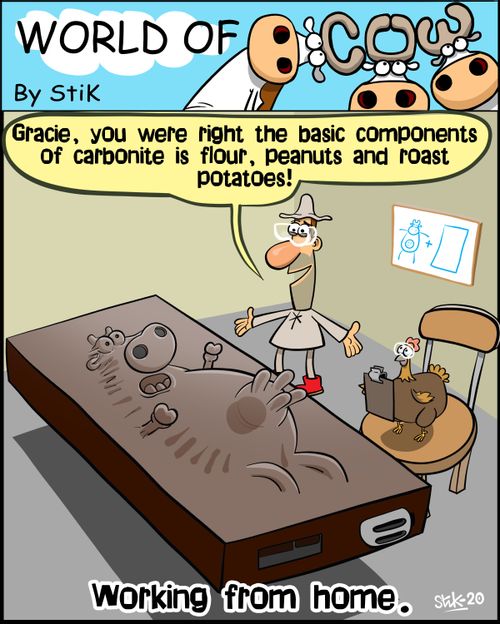 Gracie, you were right the basic components of carbonite is flour, peanuts and roast potatoes!