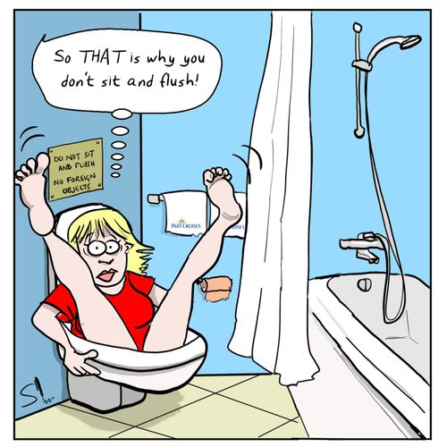 "So THAT is why you don't sit and flush!"