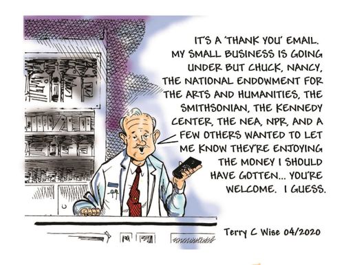 "It's a 'Thank you' email, my small business is going under but chuck, Nancy. . ."