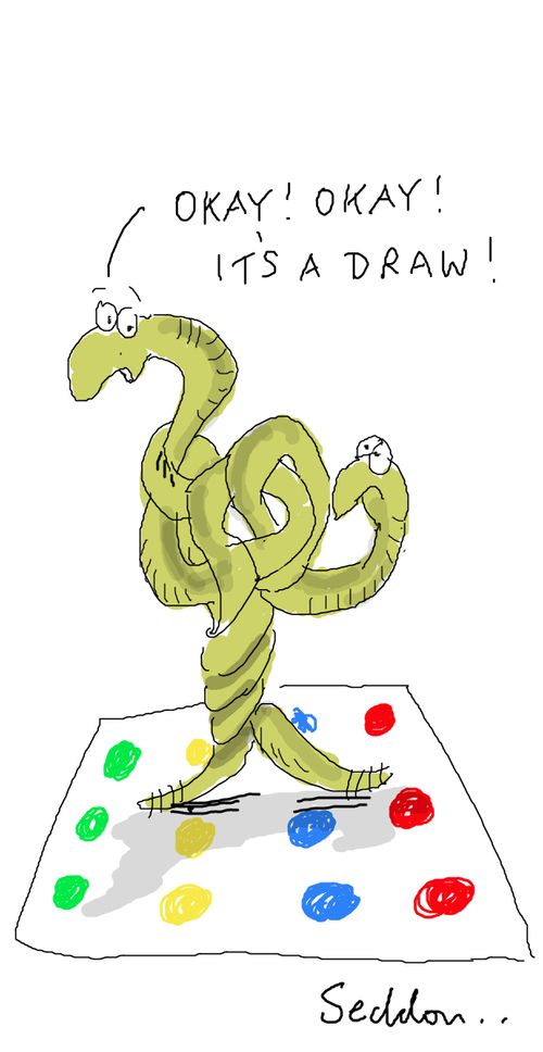 "Okay! Okay! It's a draw!"