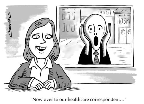 "Now over to our healthcare correspondent."