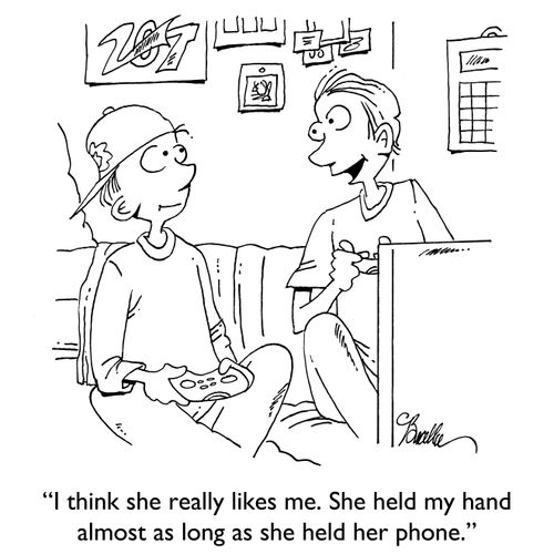 "I think she really like me. She held my hand almost as long as she held her phone."