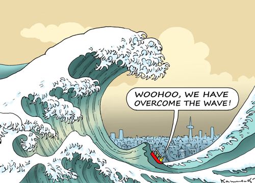 "Woohoo, we have have overcome the wave!"