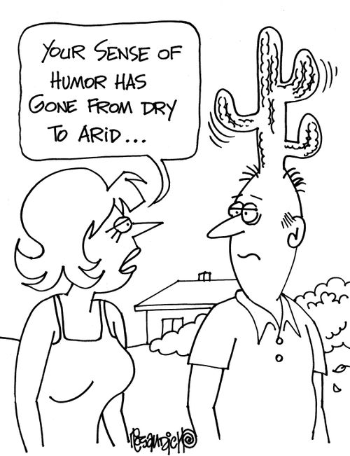 "Your sense of humor has gone from dry to arid. . ."