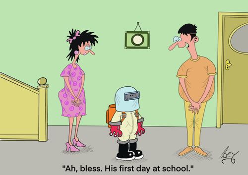 "Ah, bless. His first day at school."