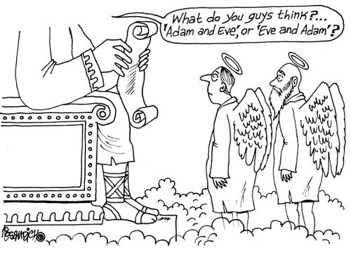 "What do you guys think? 'Adam and Eve' or 'Eve and Adam'?"