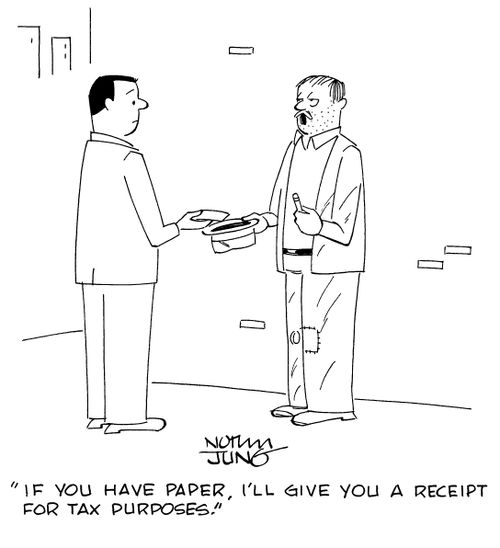 "If you have paper, I'll give you a receipt for tax purposes."