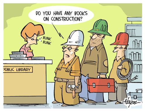 "Do you have any books on construction?"