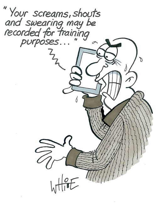 "Your screams, shouts and swearing may be recorded for training purposes. . ."