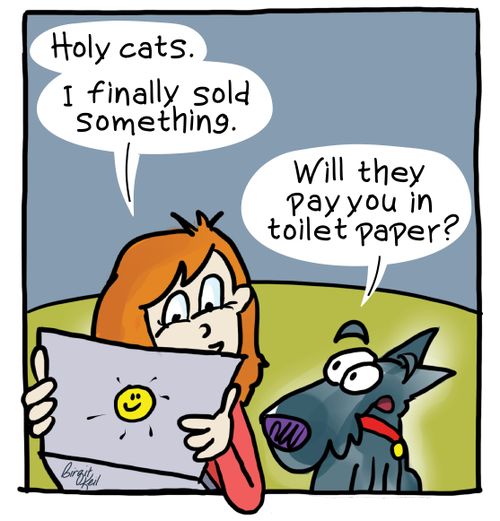 "Holy cats. I finally sold something."