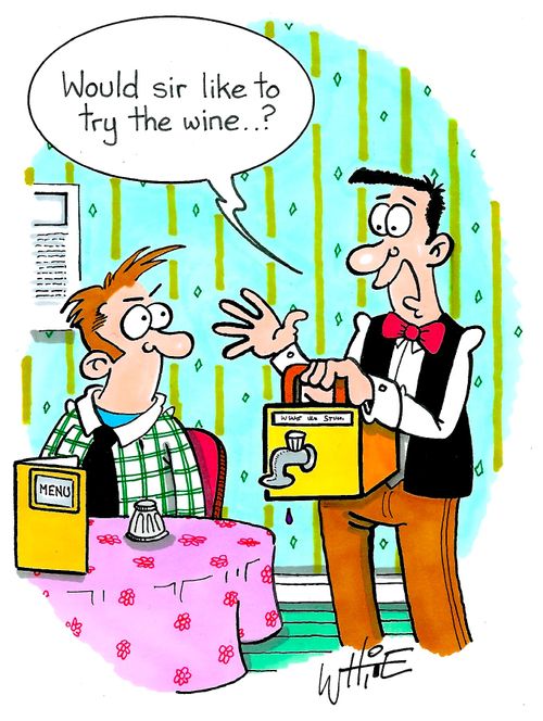 "Would sir like to try the wine. . . ?"