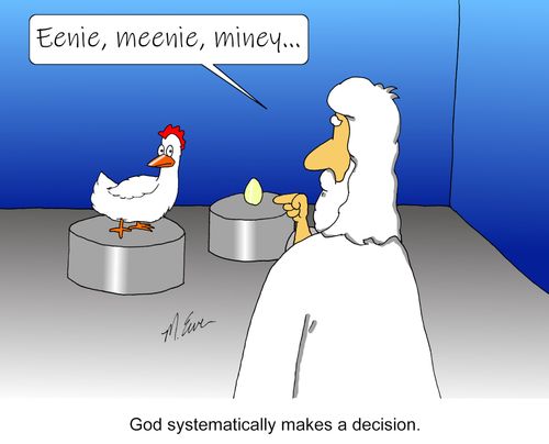God systematically makes a decision.