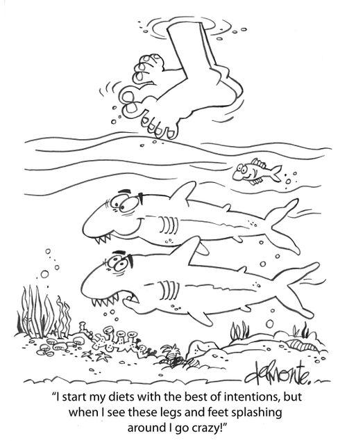 "I start my diets with the best intentions, but when I see these legs and feet splashing around I go crazy!"