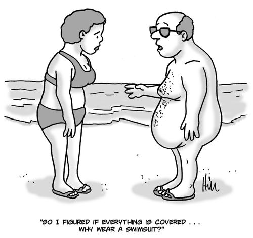 "So I figured if everything is covered. . . why wear a swimsuit?"