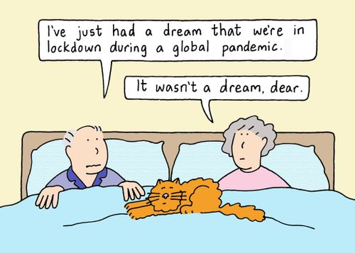"I've just had a dream that we're in lockdown during a global pandemic."