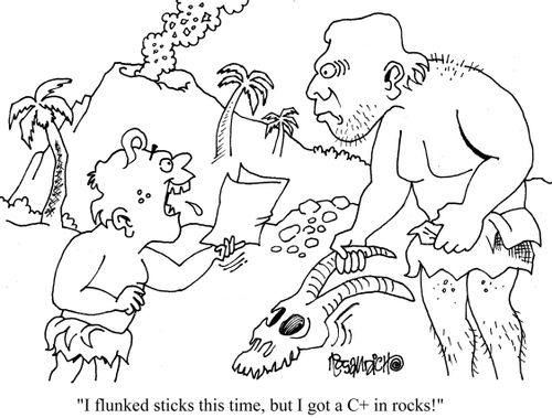 "I flunked sticks this time, but I got a C+ in rocks!"