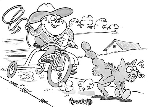 Kid tries to lasso a cat